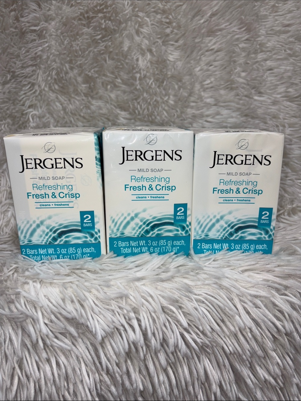 Jergens Refreshing Fresh & Crisp Bar Soap (3 packs with 2 soap‎ bars in each)
